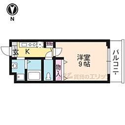 メイプルリーフ嵯峨野 1Kの間取図画像