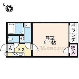 レオネクストMATSUO2 1Kの間取図画像