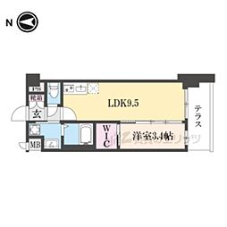 ソルテラス嵯峨嵐山 1LDKの間取図画像