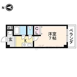 サンハイツ大新 1Kの間取図画像