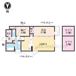 カーサ壬生寺道 1LDKの間取図画像