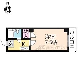 セゾン東寺 1Kの間取図画像