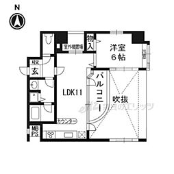 メロディーハイム二条城 1LDKの間取図画像