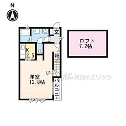 デザインメゾン御所西 1Kの間取図画像
