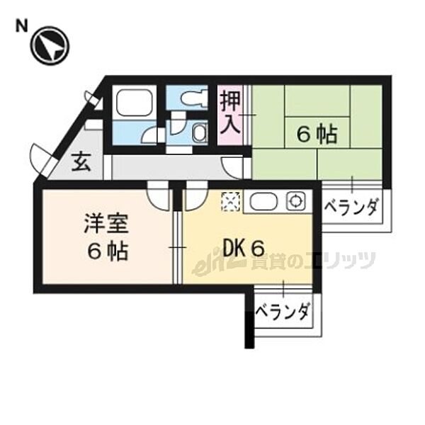 グランドール浅原 302｜京都府京都市西京区桂浅原町(賃貸マンション2DK・3階・39.20㎡)の写真 その2