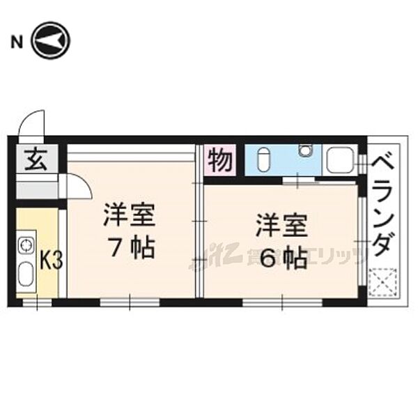 久保町小堀マンション 403｜京都府京都市伏見区竹田久保町(賃貸マンション2K・4階・25.00㎡)の写真 その2