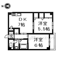 セントアミュー 4階2DKの間取り
