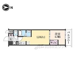 スワンズ京都東寺ガーデン 1LDKの間取図画像