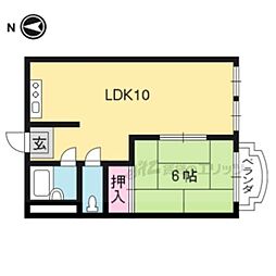 京阪宇治線 観月橋駅 徒歩2分の賃貸マンション 2階1LDKの間取り