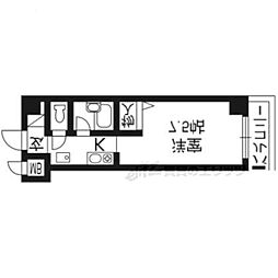 インテルビル 4階1Kの間取り