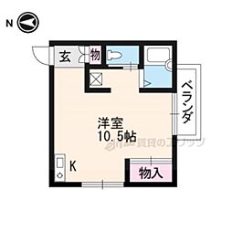 京阪本線 墨染駅 徒歩5分の賃貸アパート 2階ワンルームの間取り