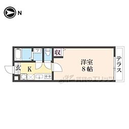 仮）フラッティ烏丸十条 4階1Kの間取り