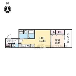 京阪本線 丹波橋駅 徒歩4分の賃貸アパート 3階1LDKの間取り