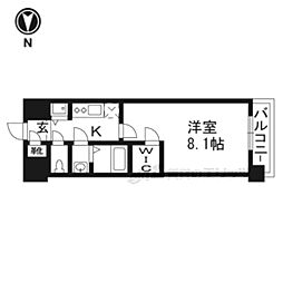 エスリード京都梅小路 3階1Kの間取り