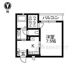 ラメール五条 2階1Kの間取り