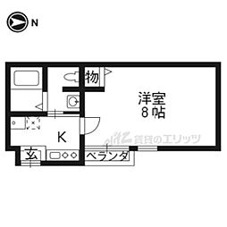 フラッティ七条大橋 3階1Kの間取り