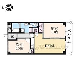 第2洛西ハイツ 6階2LDKの間取り
