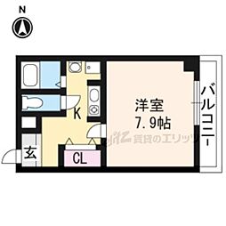 コーポ安田 2階1Kの間取り