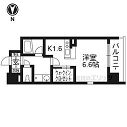 京都市営烏丸線 五条駅 徒歩2分の賃貸マンション 3階1Kの間取り