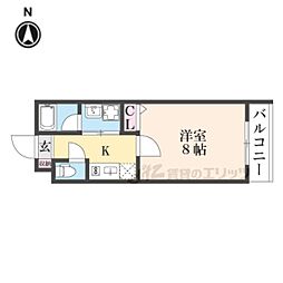 ブリリアコート龍谷大前 4階1Kの間取り