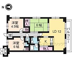 ラフィネ西京極 2階3LDKの間取り