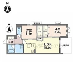 シャーメゾン光悠新町 103 1階2LDKの間取り