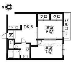 グランドハイツドリーム 4階2LDKの間取り