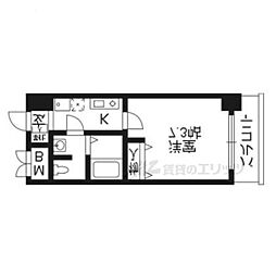 阪急京都本線 西院駅 徒歩14分の賃貸マンション 4階1Kの間取り