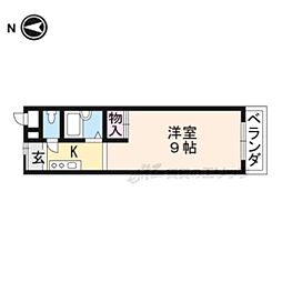 JR奈良線 稲荷駅 徒歩3分の賃貸マンション 2階1Kの間取り