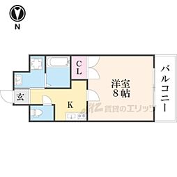 ＴＩＭＵＲ九条 4階1Kの間取り