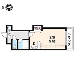 ロイヤルビーブル 2階ワンルームの間取り