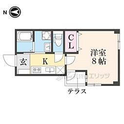 JR東海道・山陽本線 京都駅 徒歩14分の賃貸マンション 1階1Kの間取り
