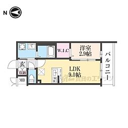ソルテラス京都JUJO薫 4階1LDKの間取り