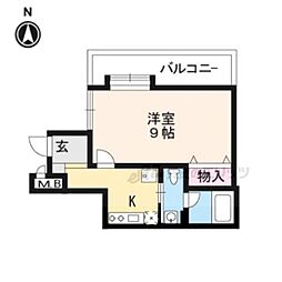 京阪本線 藤森駅 徒歩4分の賃貸マンション 1階1Kの間取り