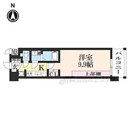 ソルテラス京都洛南 5階1Kの間取り