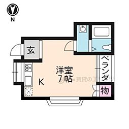 タウニィ下川原 2階1Kの間取り