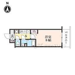ソルテラス京都JUJO華 4階1Kの間取り