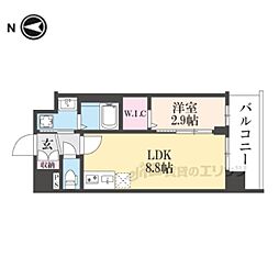 ソルテラス京都JUJO華 6階1LDKの間取り