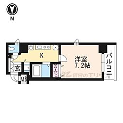 アクロス京都七条鴨川御苑 2階1Kの間取り