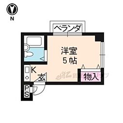 京阪本線 墨染駅 徒歩5分の賃貸マンション 2階ワンルームの間取り