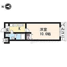 京阪本線 丹波橋駅 徒歩3分の賃貸マンション 4階1Kの間取り