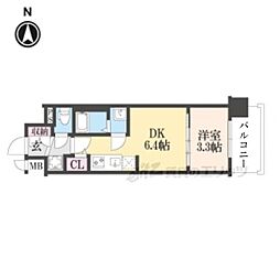 プレサンス十条凛華 2階1DKの間取り