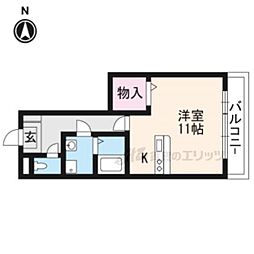 近鉄京都線 東寺駅 徒歩12分の賃貸アパート 3階ワンルームの間取り
