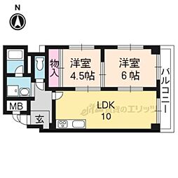 阪急京都本線 大宮駅 徒歩5分の賃貸マンション 6階2LDKの間取り