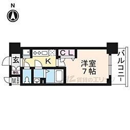 JR東海道・山陽本線 西大路駅 徒歩5分の賃貸マンション 6階1Kの間取り