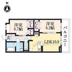 プレッソ・ロートIV 2階2LDKの間取り