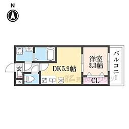 近鉄京都線 十条駅 徒歩4分の賃貸アパート 3階1DKの間取り