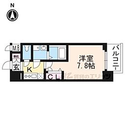 エスリード京都梅小路アヴェニテ 1Kの間取図画像