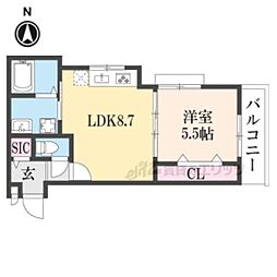 プライベートレジデンス東山七条 1LDKの間取図画像