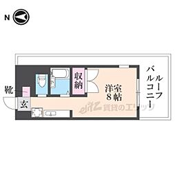 アルテハイム桂 1Kの間取図画像